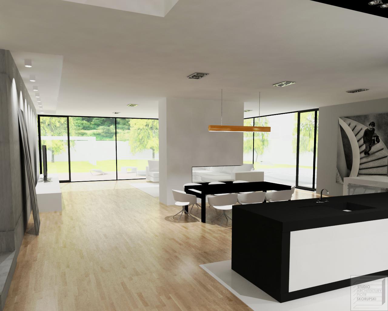 nowoczesny salon w domu jednorodzinnym